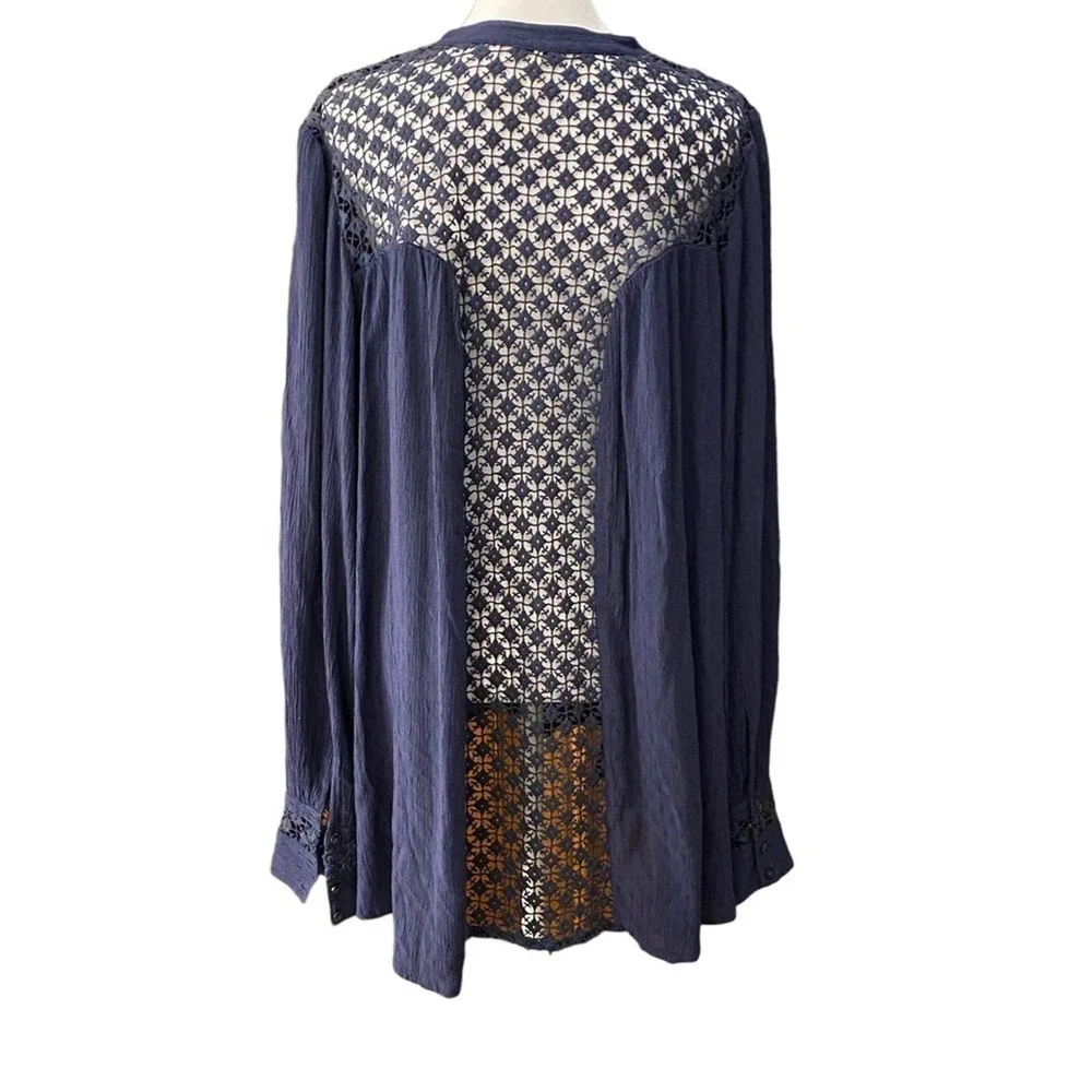 Free people navy blue back embroidered lace back panel size medium